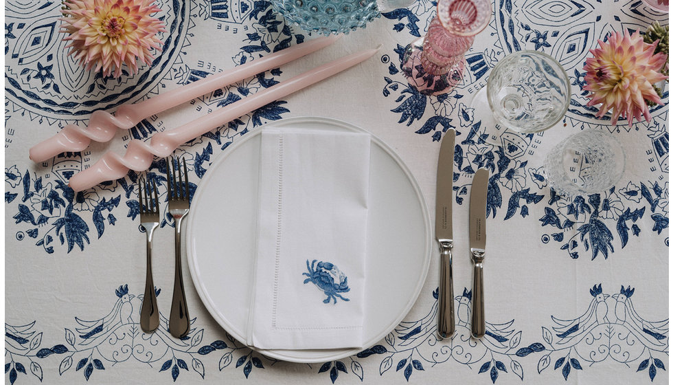An overhead shot of the table styled by Chenai with The Wedding Present Company tablware.