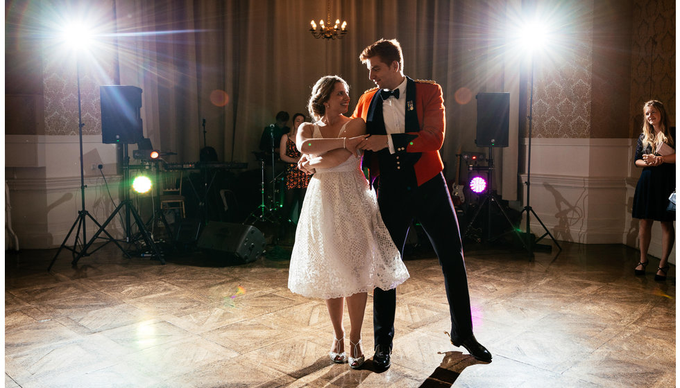 The couple performing their first dance.