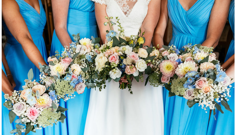 The bride and the bridesmaid's bouquets.