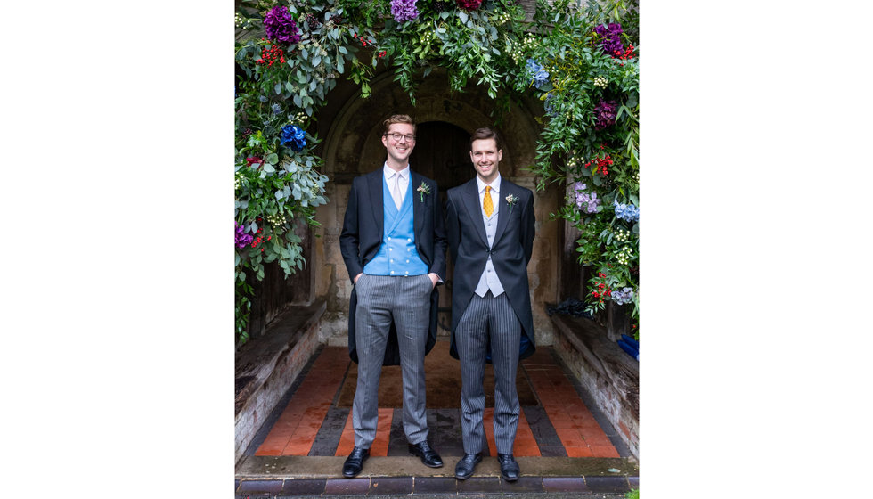 The groom and his best man outside the Church.