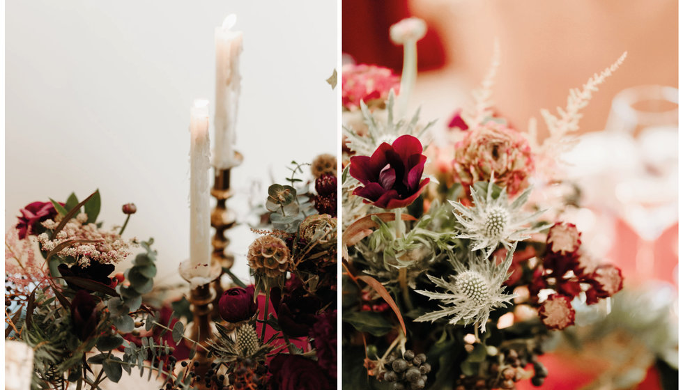 Details of the winter florals on the tables.
