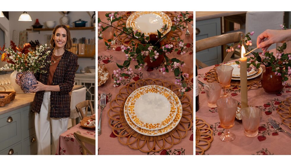 The Art of Entertaining, How to Host a Dinner Party with Louise Roe and Marlo Wines: Louise Setting the Table with Flowers and Candles
