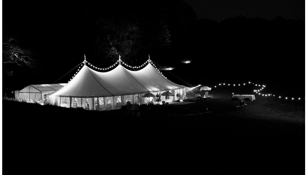 Charlotte & Harry's Magical Meadow Marquee Wedding in Oxfordshire: Marquee at Night