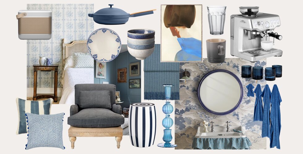 Winter Blue Camling Interior Trend Inspiration Edit | A winter blue inspired mood board featuring a mix of wedding presents including brushed cotton linen to timeless homeware in warming greys, luxurious wools and homeware.